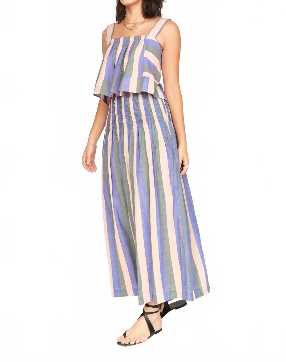 NEW MIRTH savannah smocked skirt in carnival stripe